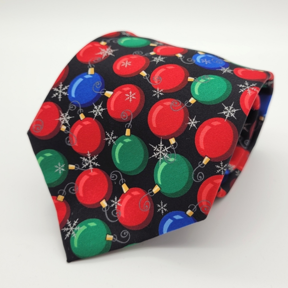 HALLMARK | Yule Tie Greetings snowflake & Christmas tree bauble decoration tie